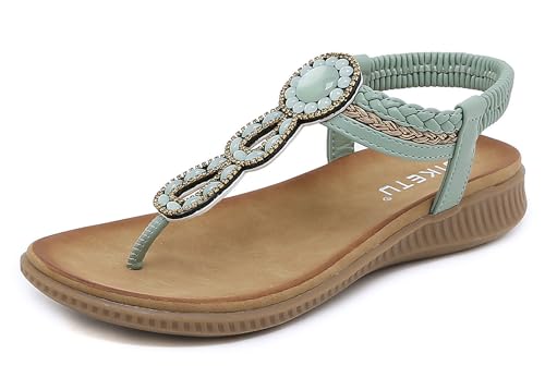 Meik Mangni Mulher sandálias rasas verão boémias sandálias de praia ponta aberta clipe dedo pisos confortável casual sapatos 36-42 UE