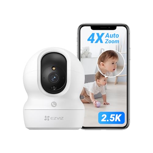 EZVIZ Câmara de vigilância interior com rastreamento automático, 4 MP câmara IP domicílio WiFi 360 ° para bebé com visão noturna cor, detecção humana, chamada bidirecional, suporta 512 GB, CP1 4 MP