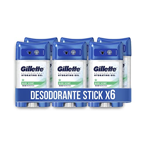 Gillette Hydra Gel desodorizante antiderrapante aloé para homem, 70 ml x 6