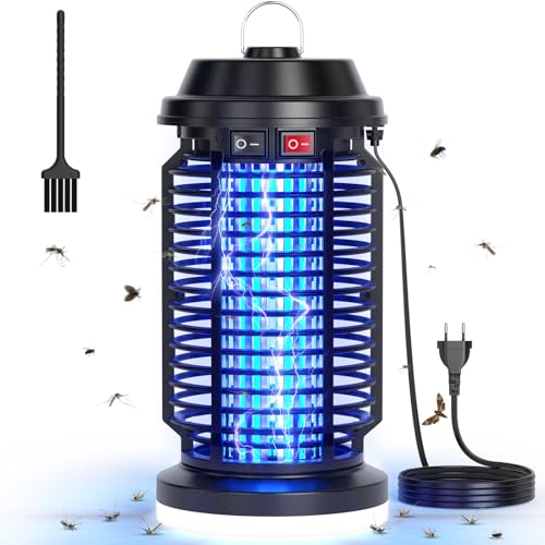 YISSVIC Candeeiro anti-mosquitos elétrico mata mosquitos elétrico 4200 V 15 W UV lâmpada anti-mosquitos IPX4 impermeável para interior e exterior
