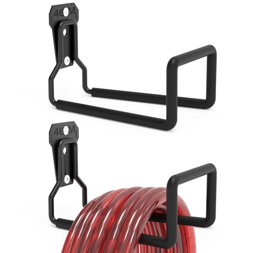 AinDen Suporte de mangueira de jardim de metal resistente à oxidação, gancho robusto com montagem na parede - ideal para uso em jardim, pátio e ambientes industriais