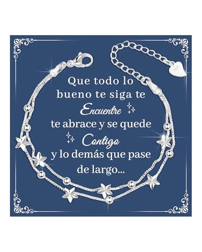 YELUWA Presentes originais para mulher, presente Dia da Mãe pulseira prata mulher presente aniversário amiga Natal presentes amiga amiga namorada aniversário pulseira mãe mãe e filha avó menina
