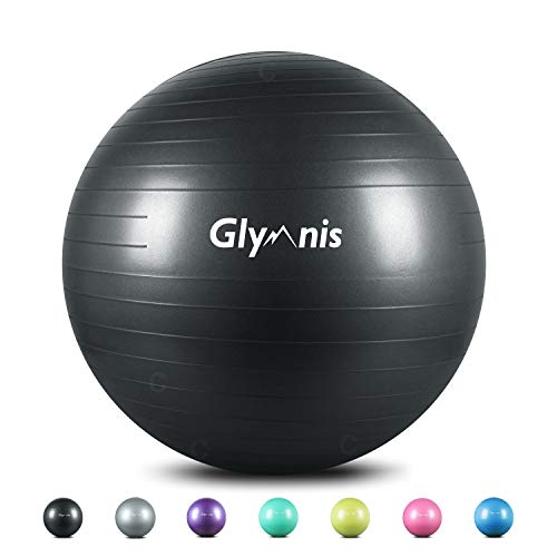 Glymnis Bola de pilates bola anti-Burst para pilates, ginástica fitness gravidez ioga gravidez 55 cm 65 cm 75 cm com insuflador