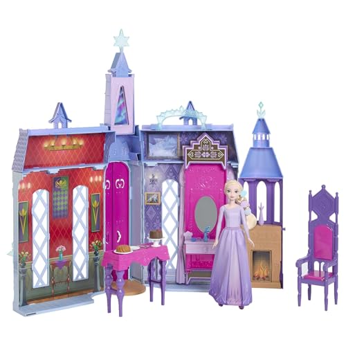 Mattel Disney Frozen Castelo de Arendelle com princesa Elsa casa de bonecas de 60 cm com figura e 15 acessórios e móveis, brinquedo + 3 anos (HTP22)
