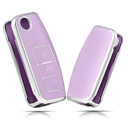 OFFCURVE Capa chaves carro capa chave, capa comando carro capa comando 3 botões adequada para Ford Focus Mondeo Galaxy Festa Kuga Mustang Edge Fusion Explorer Ecosport Taurus C-MAX S-MAX MK4