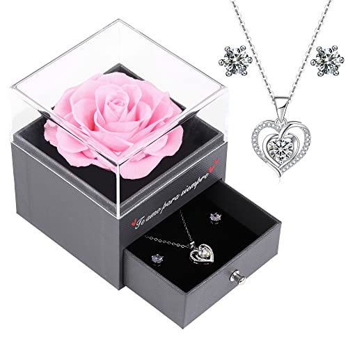 Presentes para ela, rosa eterna com conjunto de jóias que te amo para sempre um presente mulheres, ideias de presentes para mãe, presente de aniversário, mulher, Papel