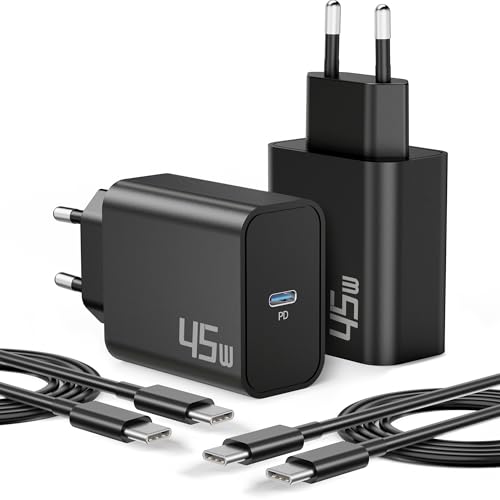 45W Carregador USB C carregamento rápido para Samsung Galaxy S25 Ultra S24 S23 S22 S21 5G FE A55 A54 A53 A25 A15, Note 20 10, Tab S10 S9 A9, USBC Fast Chh. carregador carregador Rápido com 2-Pack 2M
