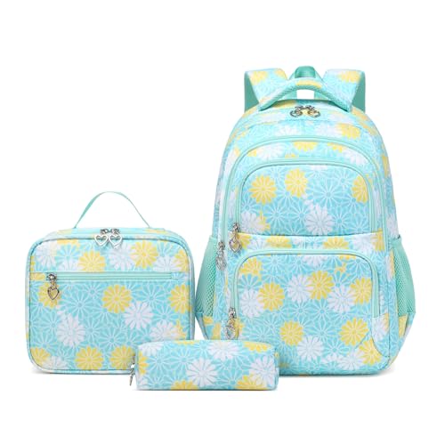 ZHIERNA Mochilas escolares adolescente mochila infantil 3 em 1 mochila primária menina on lancheira e estojo para lápis, bolsa escolar para crianças conjuntos de materiais escolares