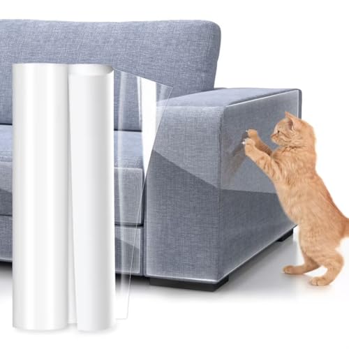 Uross Proteção contra arranhões para gatos, 5 MX 43 cm, proteção contra riscos para móveis de gatos, proteção contra riscos para portas de cães, transparente, autoadesiva, proteção