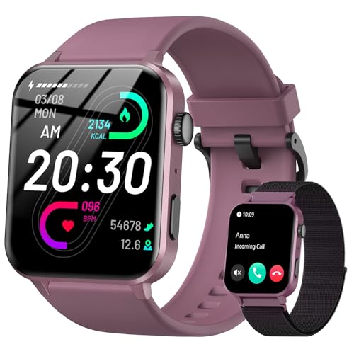 IOWODO Relógio inteligente homem mulher, Smartwatch mulher com 2 correias, 1,85" relógio desporto mulher com função chamadas e Whatsapp mensagens Bluetooth, 100 modos de desporto para iOS Android