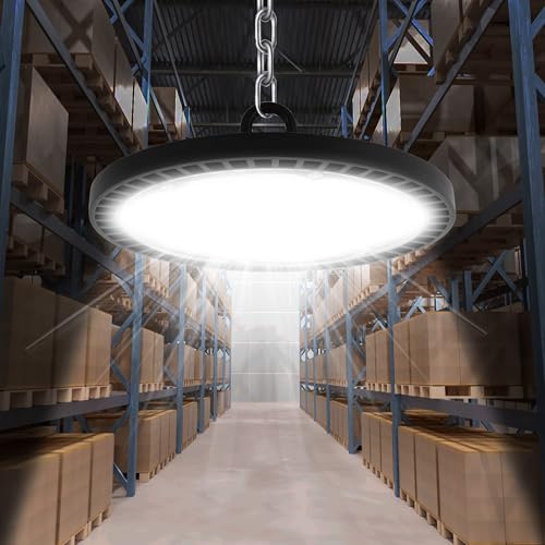 UFO LED 200 W, Foco LED para exterior, 200 W, navios industriais LED, 20000LM UFO LED oficina, IP65 impermeável LED holofote interior 6500 K LED iluminação de armazenamento com branco frio para