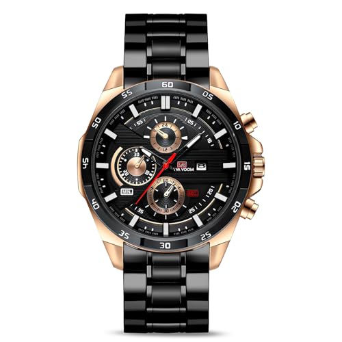 OFFCUP Relógio para homem, 50 mm cronógrafo relógios, relógio analógico de quartzo com correia em aço inoxidável et data automática, negócios casual relógios de pulso para homens