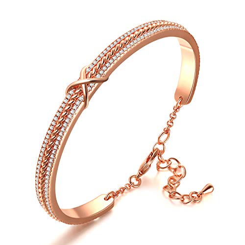 Angelady Infinity Bracelet Pulseira de mulher pulseira de prata banhada a ouro de 18 K presentes de aniversário para mulheres meninas - com requintada caixa de presente