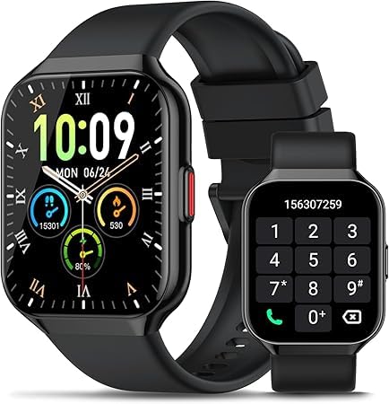 Relógio inteligente homem mulher com chamadas Bluetooth, 1,96" HD Smartwatch homem com pulsómetro/SpO2/monitor de sonho, 113 desportos modos, IP68 impermeável para Android iOS, 2025 preto