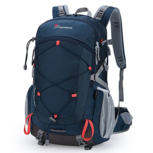 MOUNTAINTOP Mochila de caminhada de 40 litros unissexo, impermeável com cobertura de chuva, ideal para trekking, viagens e campismo, design ergonómico e espaçoso para homem e mulher