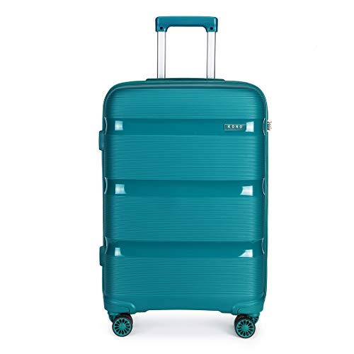 Kono Mala de viagem rígida 4 rodas Trolley 65 cm média, resistente e leve, fechadura TSA, fecho de correr YKK, Turquesa, Bagagem de cabine