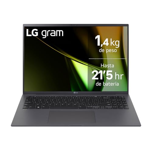 LG gram 17Z90S-G.AA79B Computador portátil ultraleve de 43,1 cm, painel IPS, Intel Core Ultra 7, 16 GB RAM, 1TB SSD, 1,350 g, bateria até 21,5 h, W11 Home, cinzento carvão ón, teclado QWERTY Espanhol