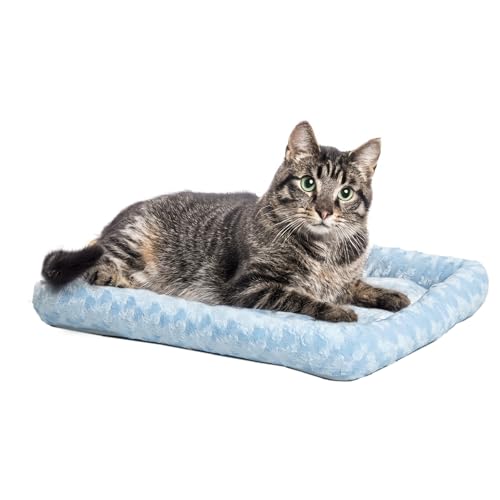 MidWest Homes for Pets Modelo 40218-PB Cama para cães com cabeça, comprimento 45,72 cm, cama para cães e gatos com cabeça confortável, adequada para cães de raças Toy, cor azul