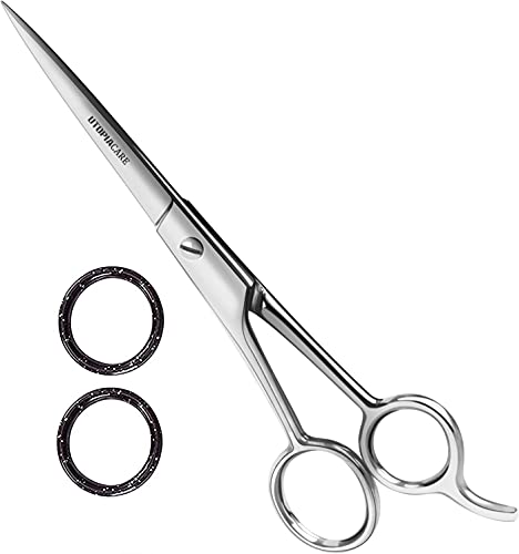 Utopia Care Tesouras profissionais de corte de cabelo de cabeleireiro, aço inoxidável temperado com gelo revestido a pó (prateado, 6,5 polegadas)