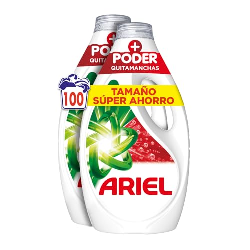 Ariel Detergente de máquina de lavar líquido, 100 lavagens, sabão extra potência, remoção de manchas, limpeza profunda