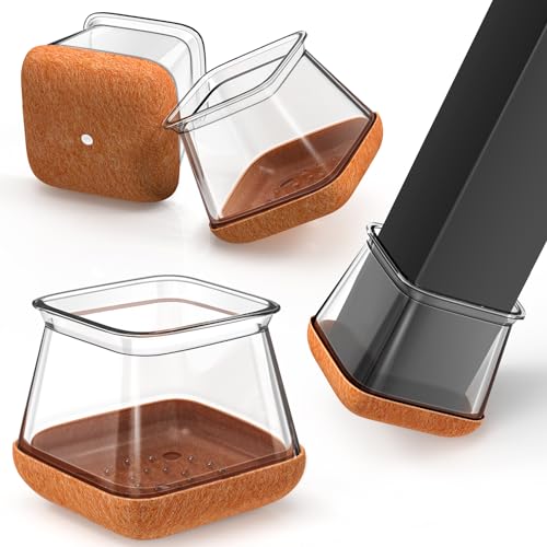 24 peças protetor pernas cadeiras silicone quadrado, feltro cadeiras, almofadas para pernas de cadeira, protegem os pisos de raiões, reduzem o ruído transparente XXL: 43-50 mm