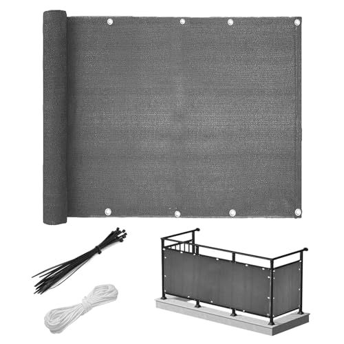 WIGUROE Cerca de privacidade de 0,9 x 5 m, malha de privacidade para jardim, 130 g/m², resistente a raios UV, resistente a rasgões, com abraçadeiras e ilhós (cinzento)