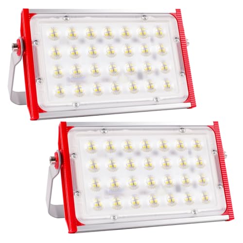 Focos LED exterior 100 W, 10.000 lúmenes projetor LED exterior IP66 impermeável foco exterior de floodlight 2 peças foco branco frio de 6500 K, luz de inundação para armazém garagem jardim pátio