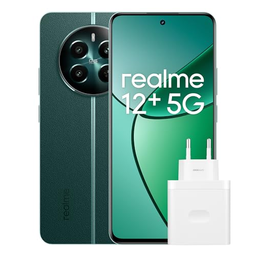 realme 12 Telemóvel 5G, 8 + 256 GB, câmara para retrato Sony LYT-600 OIS, ecrã AMOLED ultrafluído de 120 Hz, conjunto de chips Dimensity 7050 5G, 5000 mAh, NFC, verde, exclusivo sivo da Amazon