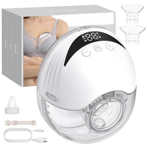 eSynic Lanches elétrico mãos livres com 4 modos e 12 níveis extrator de leite materno de 210 ml menos ruído com flanges de 24/21/19 mm à prova de fugas extrator de leite sem fios sem fios sem BPA
