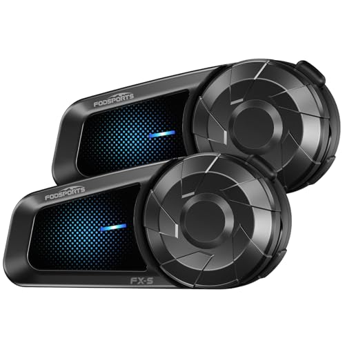 Fodsports FX-S Intercomunicador capacete Moto Bluetooth 5.4, interruptor de 2 vias para motocicleta, IP67 impermeável, carregamento rápido, cancelamento de ruído CVC, emparelhamento universal (2