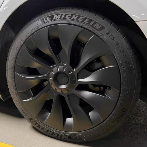 KAVANIC Tesla Model 3 tampões de 18 polegadas preto mate suporte logótipo melhor desempenho (4 peças) estilo Uberturbine 2017-2023 modelo 3 anos tampões