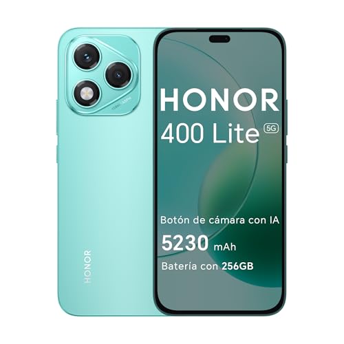 HONOR 400 Lite 5G, Smartphone de 8 GB + 256 GB, Dual SIM NFC, 108 MP com botão com IA, 6,7 polegadas, ecrã AMOLED com proteção contra vista, bateria de 5230 mAh, IP65 & SGS, MagicOS 9,0, Marrs Green