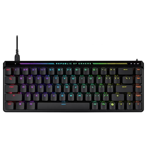 ASUS ROG Falchion Ace HFX Teclado Gaming analógico 65%, interruptores magnéticos ROG HFX, tiro rápido, painel de toque, 8000 Hz, amortecimento de cinco camadas, capa, teclas ABS, QWERTY espanhol