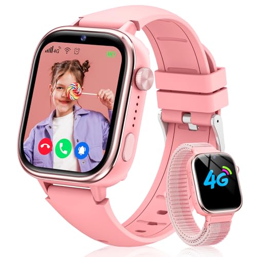 Sanorum Relógio inteligente menina, 4G Smartwatch meninas com GPS e telefone, videochamadas, função SUS, mensagens, modo escola, despertador, câmera, podómetro, IP68 relógio inteligente meninas e
