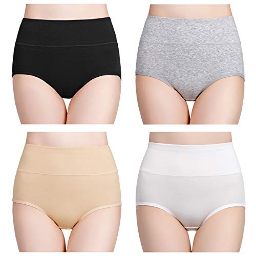 wirarpa Cuecas Culotte de algodão para mulher cuecas de cintura alta confortável faixa redutora ajuste