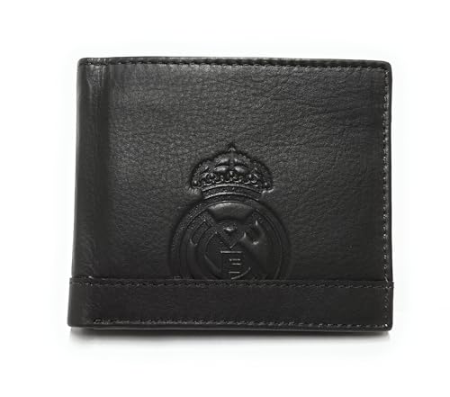 LUGUPELL Carteira oficial do Real Madrid - pele 100% legítima com proteção RFID, design exclusivo com escudo do clube. Presente para homem., multicolorido, Clássico