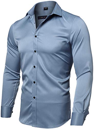 Camisa elástica para homem, manga comprida, Slim Fit, casual/formal ambos disponíveis e várias cores para escolher
