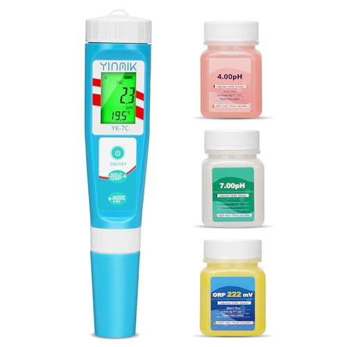 YINMIK Medidor de cloro, piscina pH e salinidade para piscinas medidor verificador de cloro piscina digital, pH e cloro e salinidade ORP EC TDS Temp para piscina salina, aquário de água salgada