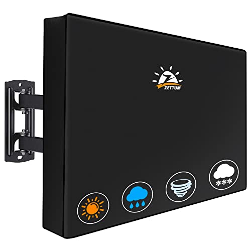 Zettum Capa para TV de 55-58 polegadas, cobertura exterior 600D Oxford, revestimento de poliuretano, resistente e impermeável, protetor de ecrã para TV (preto)