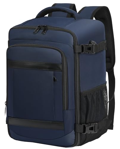 KLOSTAIN Mochila viagem cabine avião para Ryanair Easyjet mochila cabine bagagem de mão mala mochilas homem mochila de viagem escola trabalho, Clássico azul escuro, Minimalista