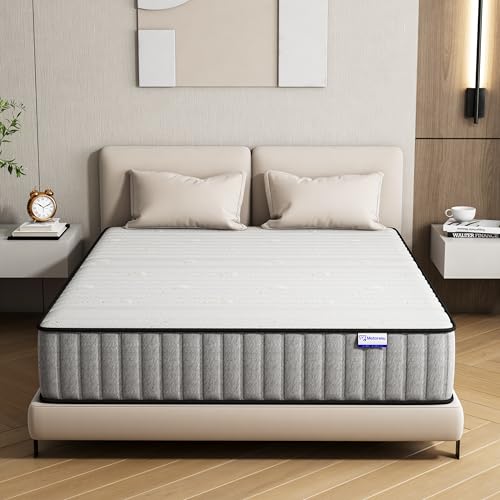 Matoresu - Colchão de 140 x 190 cm, altura 25 cm, colchão híbrido com molas de espuma independente com memória de forma, tecido macio para a pele e suporte confortável, colchão para 2 pessoas no meio