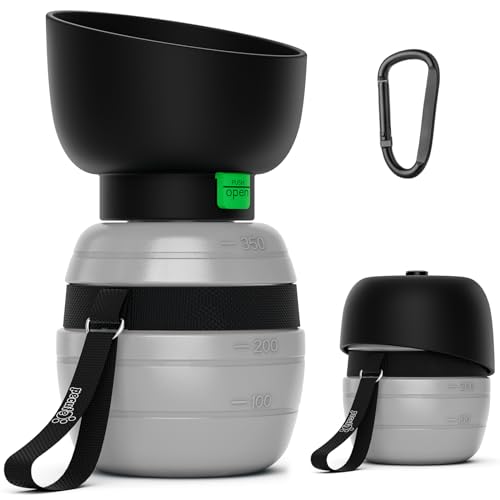 Pecute Garrafa de água para cães com tigela de água dobrável de 350 ml, bebedor portátil anti-gotejamento tigelas de água para animais de estimação que viajam