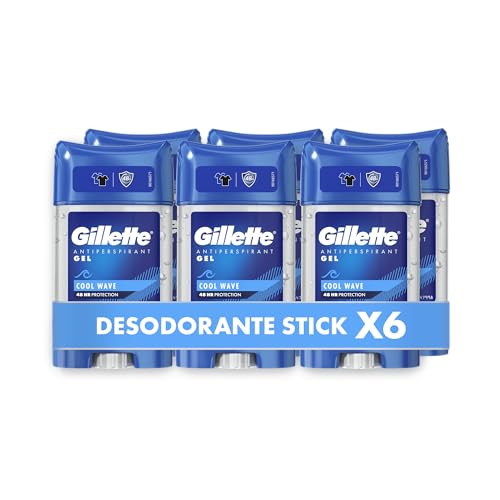 Gillette Clear Gel desodorizante anti-respirável Cool Wave para homem, 70 ml x 6