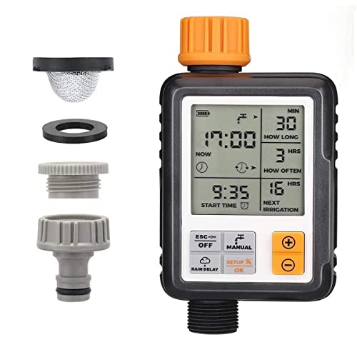 Johgee Temporizador de rega automático para jardim, programador de rega exterior, temporizador de rega com ecrã LCD grande