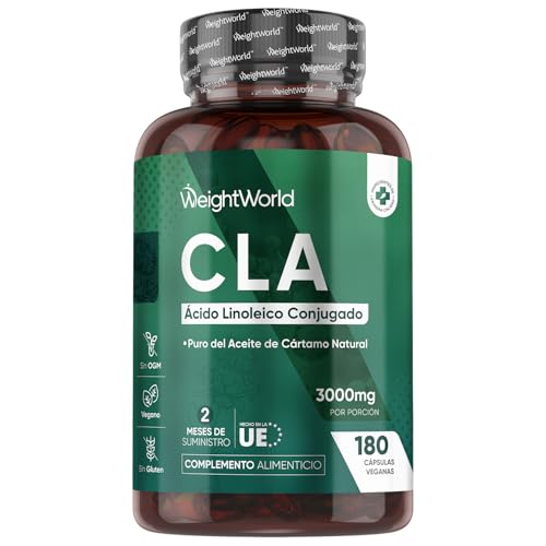 CLA Ácido Linoleico conjugado 3000 mg 180 cápsulas - Suplemento Keto de pérolas de óleo de ártamo puro - fonte natural de ácidos gordos ômega 6 sem lactose, para 2 meses