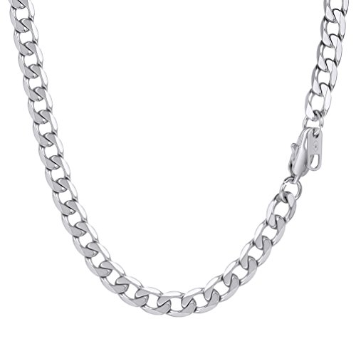 PROSTEEL Colar correntes cubanas para homem mulher, corrente cubana de aço inoxidável 7 opções de comprimentos, 5 mm 6 mm 9 mm de largura