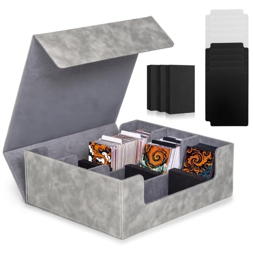 Old Canal Deck Box para MTG com 10 Divider, Magnetic Flip Box para 1800 cartas, caixa de cartas para TCG, cartas desportivas e cartas mágicas (cinzento)