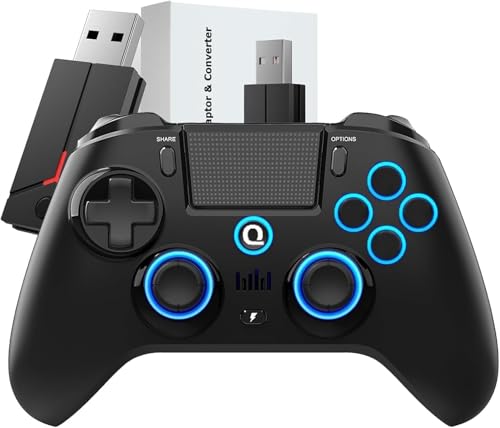 QRD Controlador inalámbrico Spark N5 para PS5 Pro Slim, PS4, PS3, PS2, Steam Deck, PC, Windows, Mac, iOS, Android TV Box, joystick Halleffect con panel táctil, doble vibración, mapeo y macro