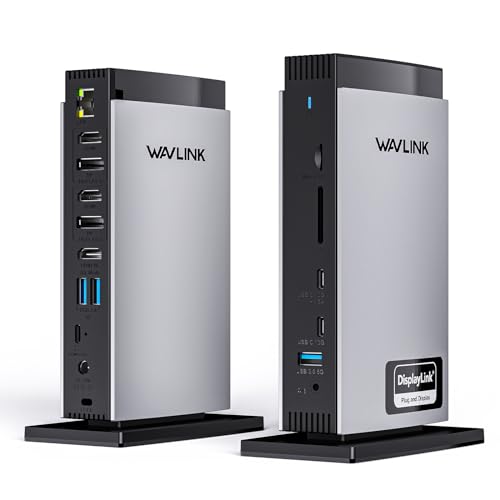 WAVLINK USB C Docking Station com 3 HDMI, Displaylink Laptop Dock Triple Monitor 4K + duplo 2K, carregamento de 100 W para M1 M2 M3 Mac e Windows, 5 portas USB, 2DP, porta Ethernet de 1 Gbps,