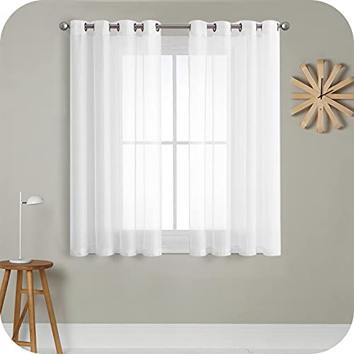 MRTREES Cortina para janela, quarto, translúcidas, painéis para janelas, sala de jantar, 2 peças, 140 × 175 cm, branco